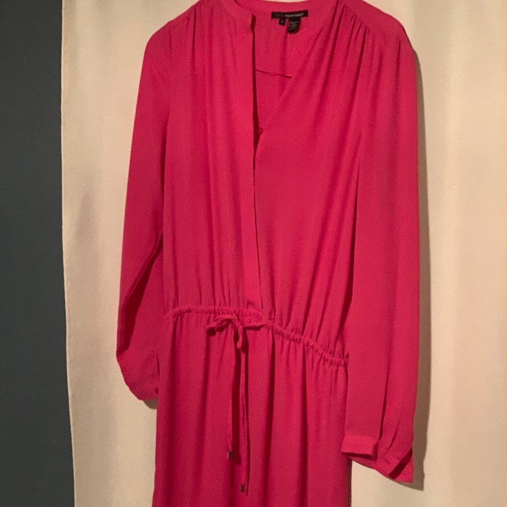 Pink button-down tie cinch waist mini dress size 6
